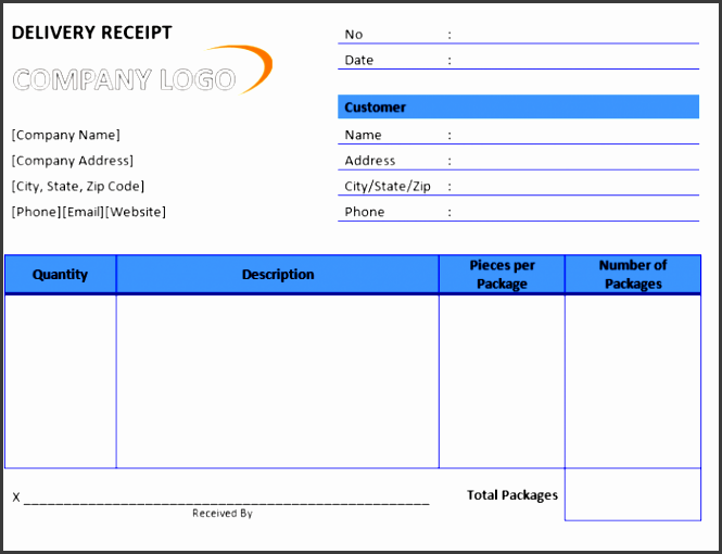 printable delivery receipt template word