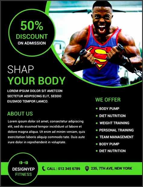 gym and fitness free flyer psd template