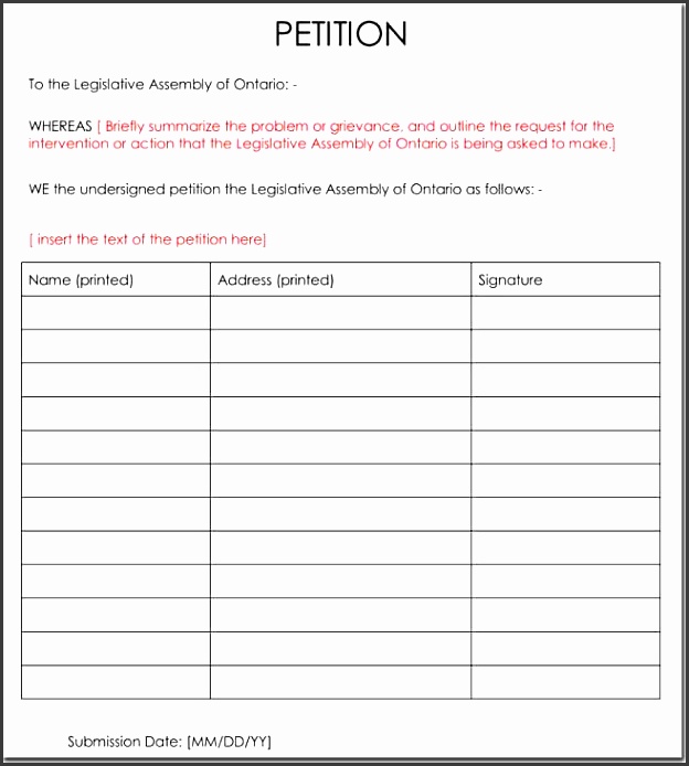 doc free printable petition template u2013 petition template