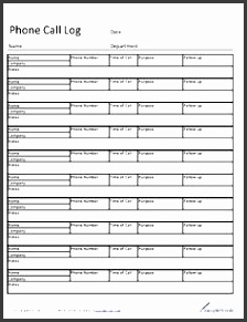 telephone call log