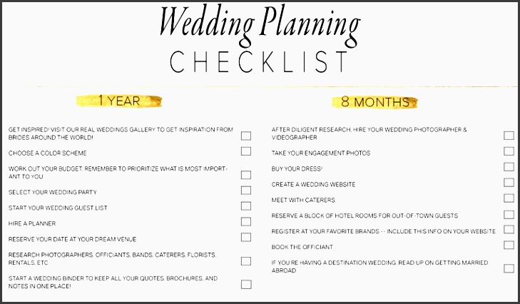 a wedding planning checklist in black and gold