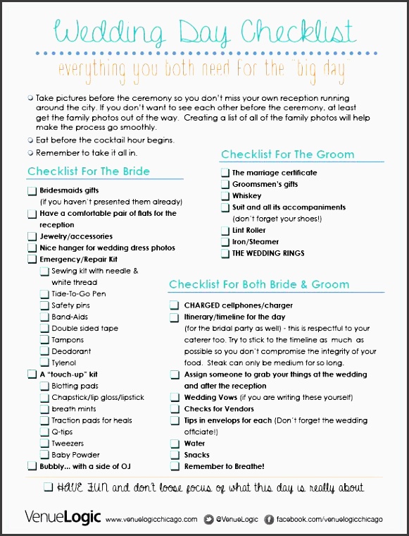 wedding list click wedding day check list for the printable version