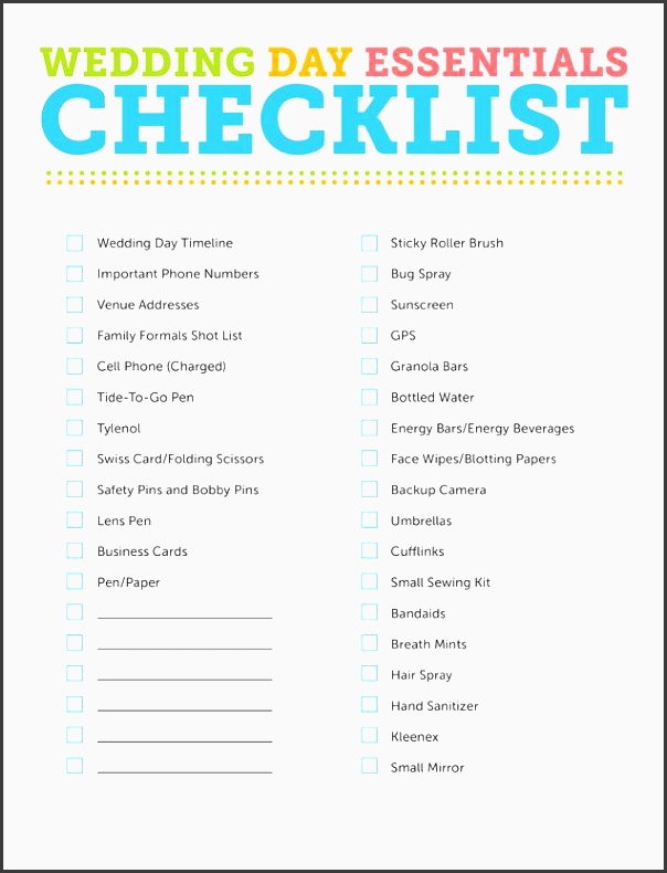 wedding day checklist