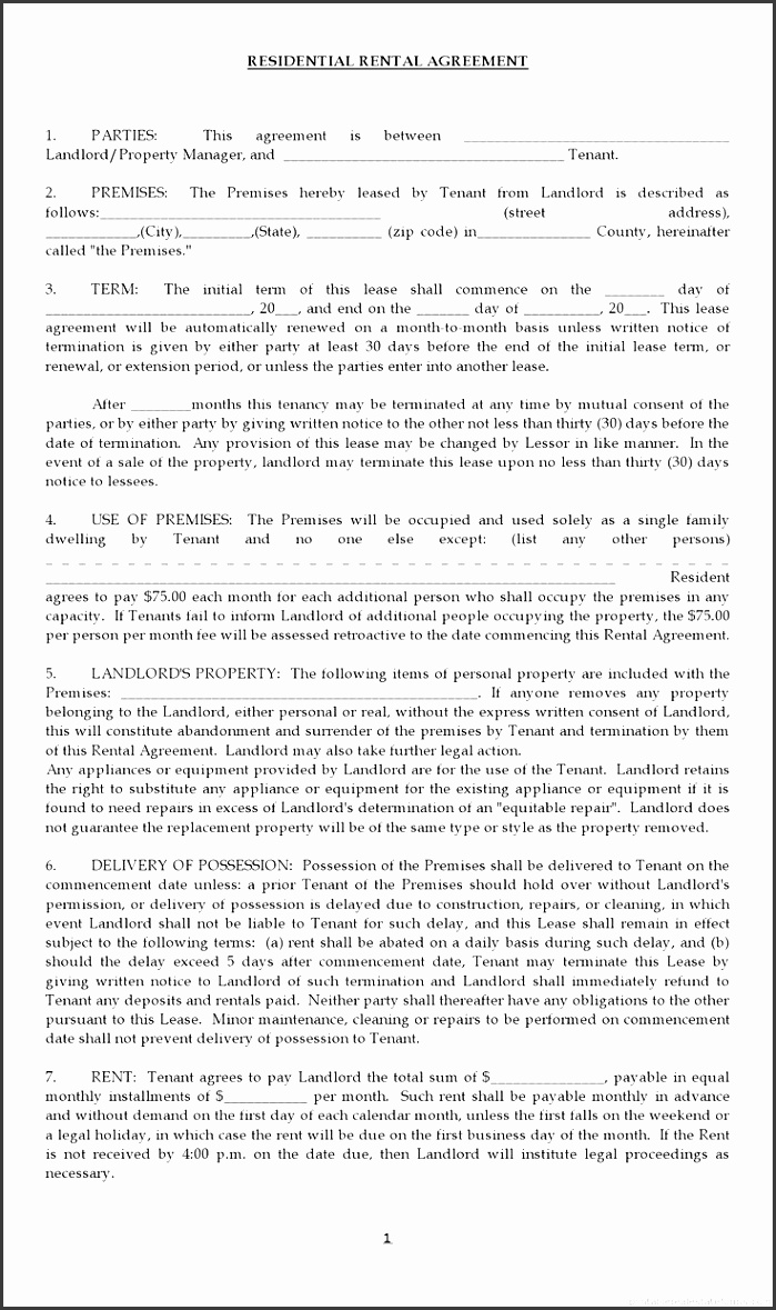free rental agreement forms lease agreement0001