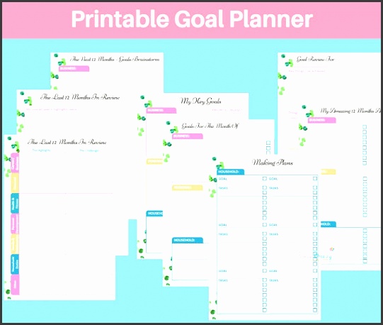 printable goal planner step by step goal planning 12 month action plan digital file instant