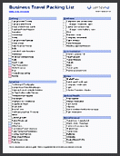 printable business travel packing list
