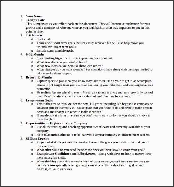 career plans example