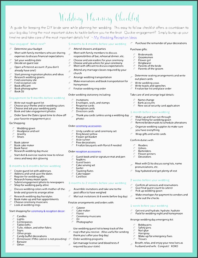 printable wedding planning checklist for diy brides