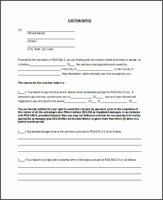 standard eviction notice form template