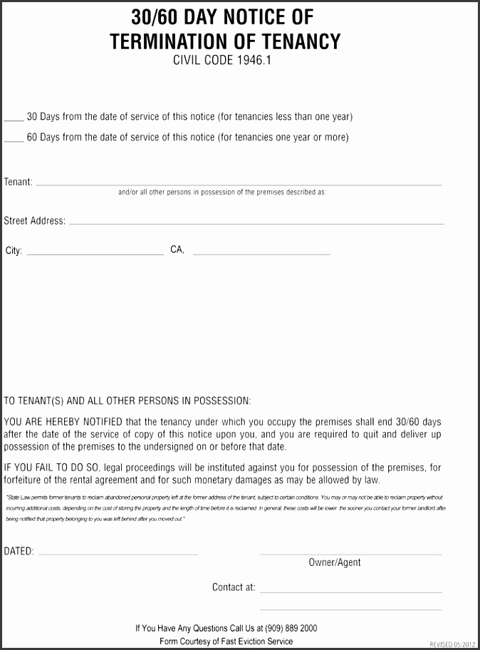 day termination of tenancy notice free eviction forms 30 day eviction notice letter