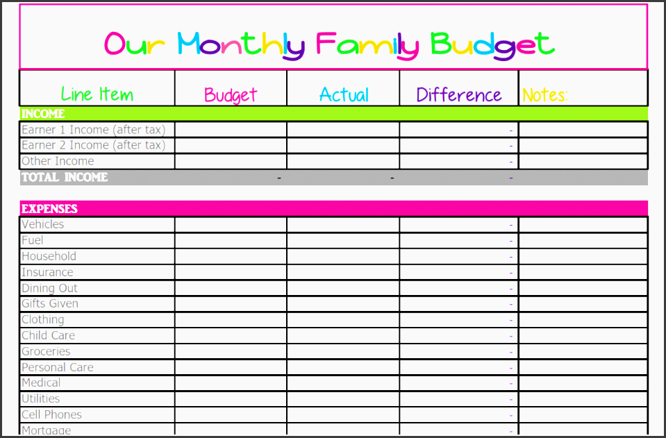 such a cute monthly bud printable this worksheet is pre populated with mon family