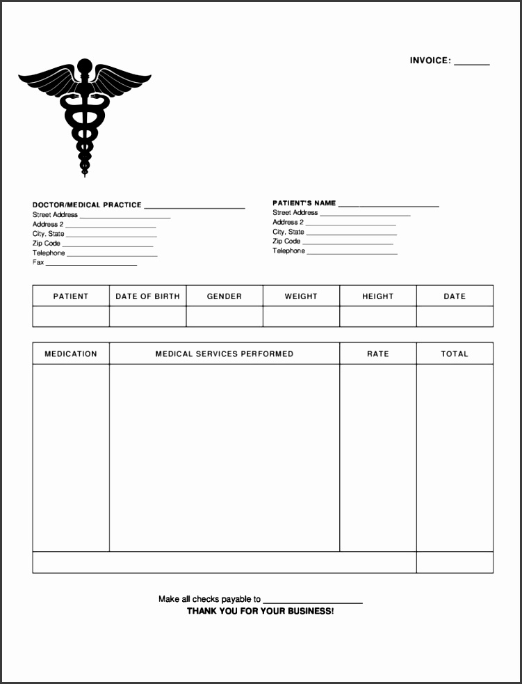 medical bill template pdf and blank invoice form free printable invoice template