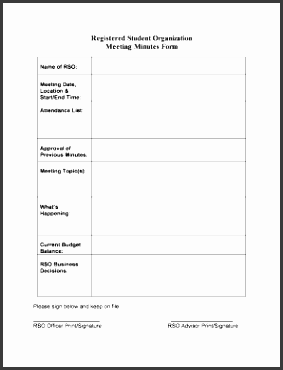 printable and typeable meeting minutes template form