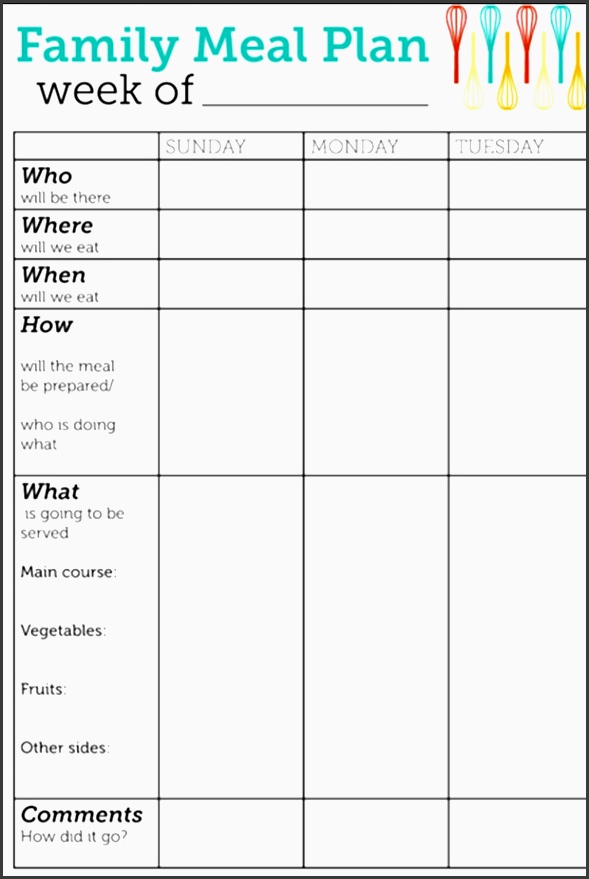 printable meal planning templates to simplify your life meal planning template family meal plan