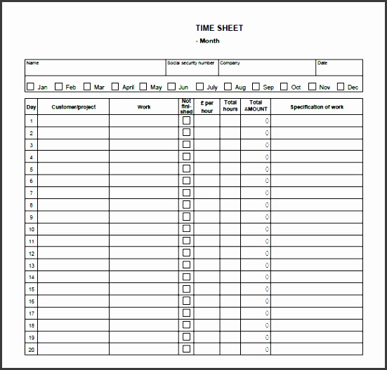 monthly timesheet template word
