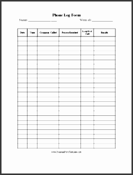 sales phone log business form template