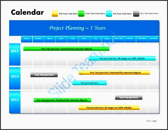 printable 3 years project planning schedule powerpoint template