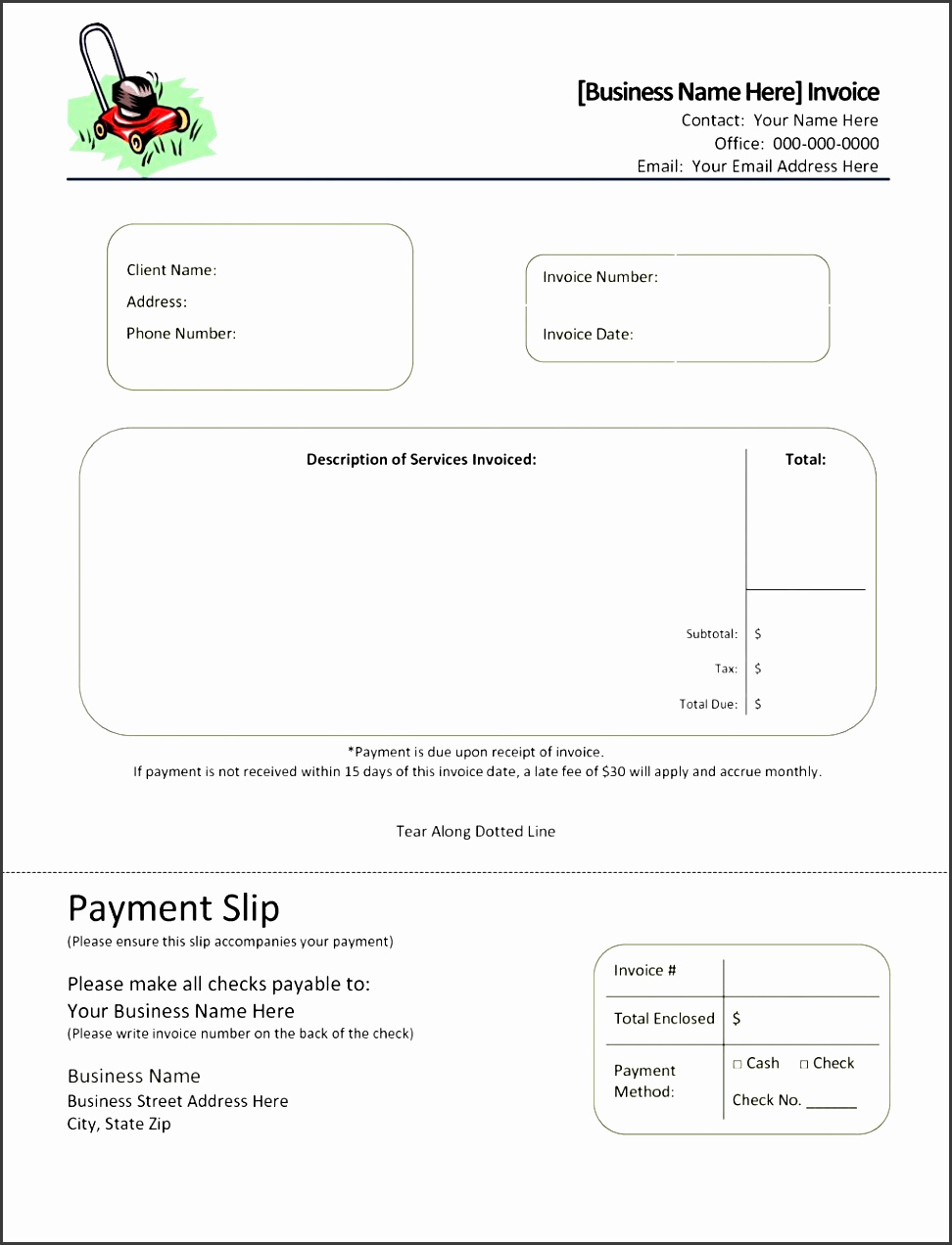 towing invoice template free blank forms lawn service invoices pleasing printable care