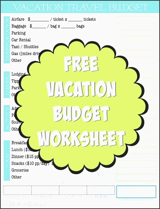 create a travel bud vacation cost worksheet