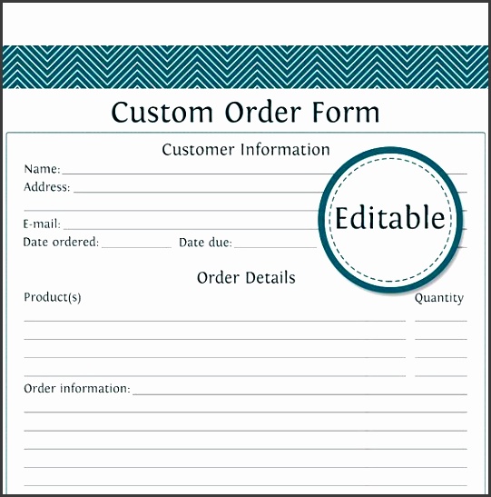 custom order form fillable business planner printable organizational pdf instant