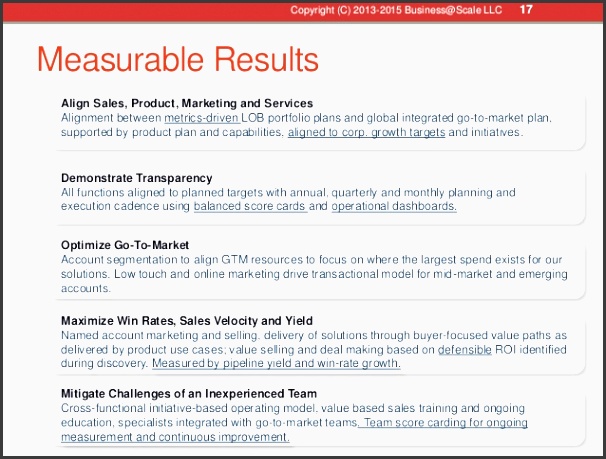17 measurable results align sales product