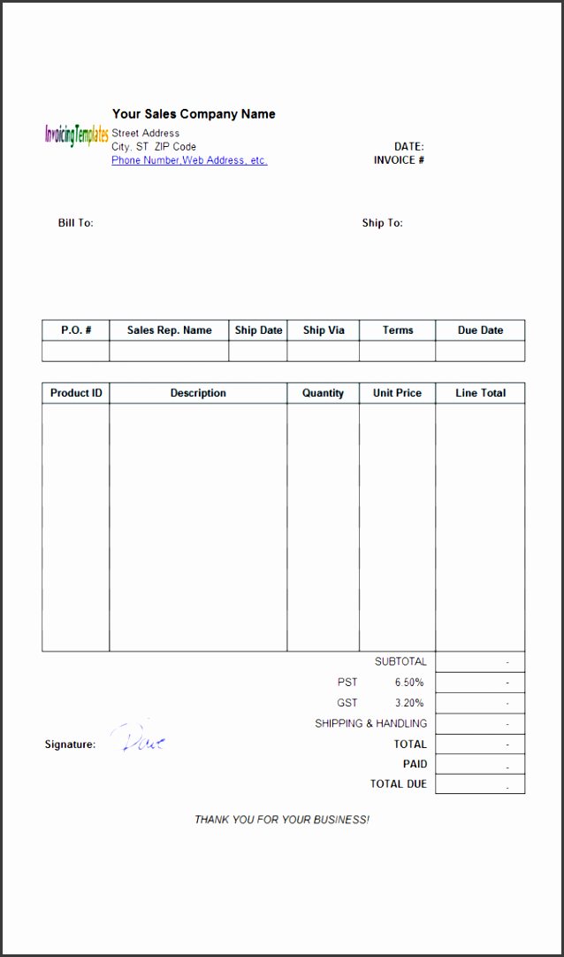 5 column invoice templates product template excel sample sales signature pr product invoice template template medium