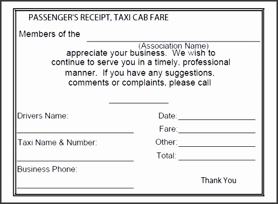 taxi receipt example
