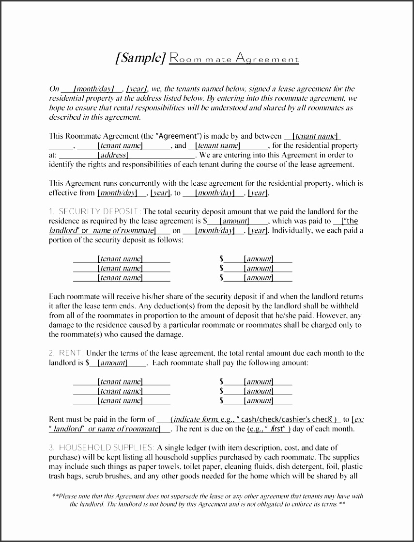 printable roommate agreement template 35