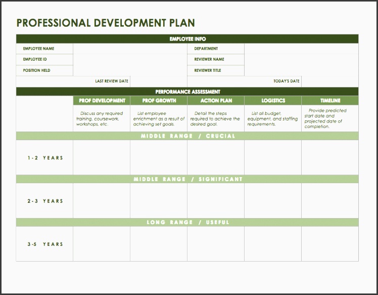temp professionaldevelopmentplan professional development plan template