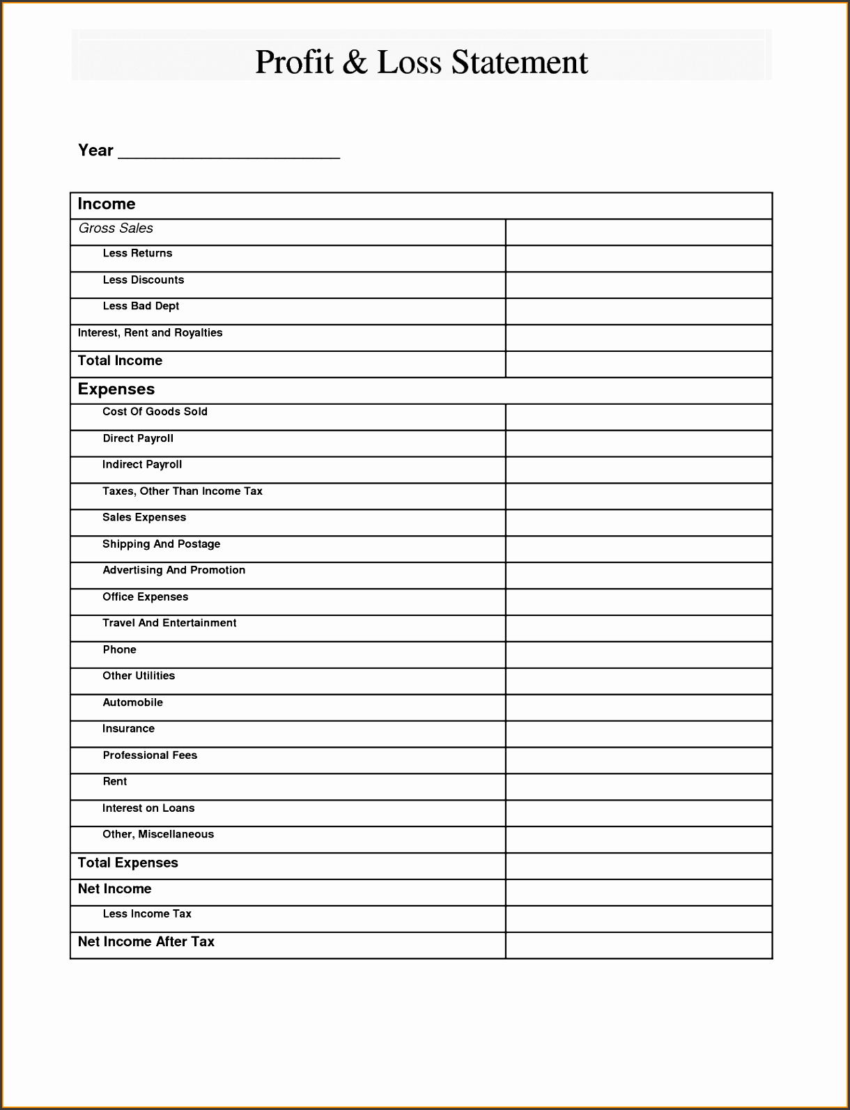 7 Profit And Loss Statement Template SampleTemplatess SampleTemplatess