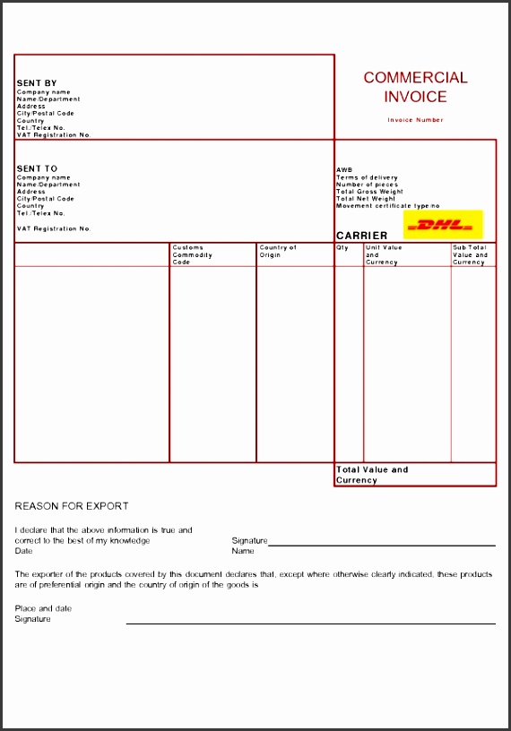 proforma invoice dhl template dhl invoice template invoice example free