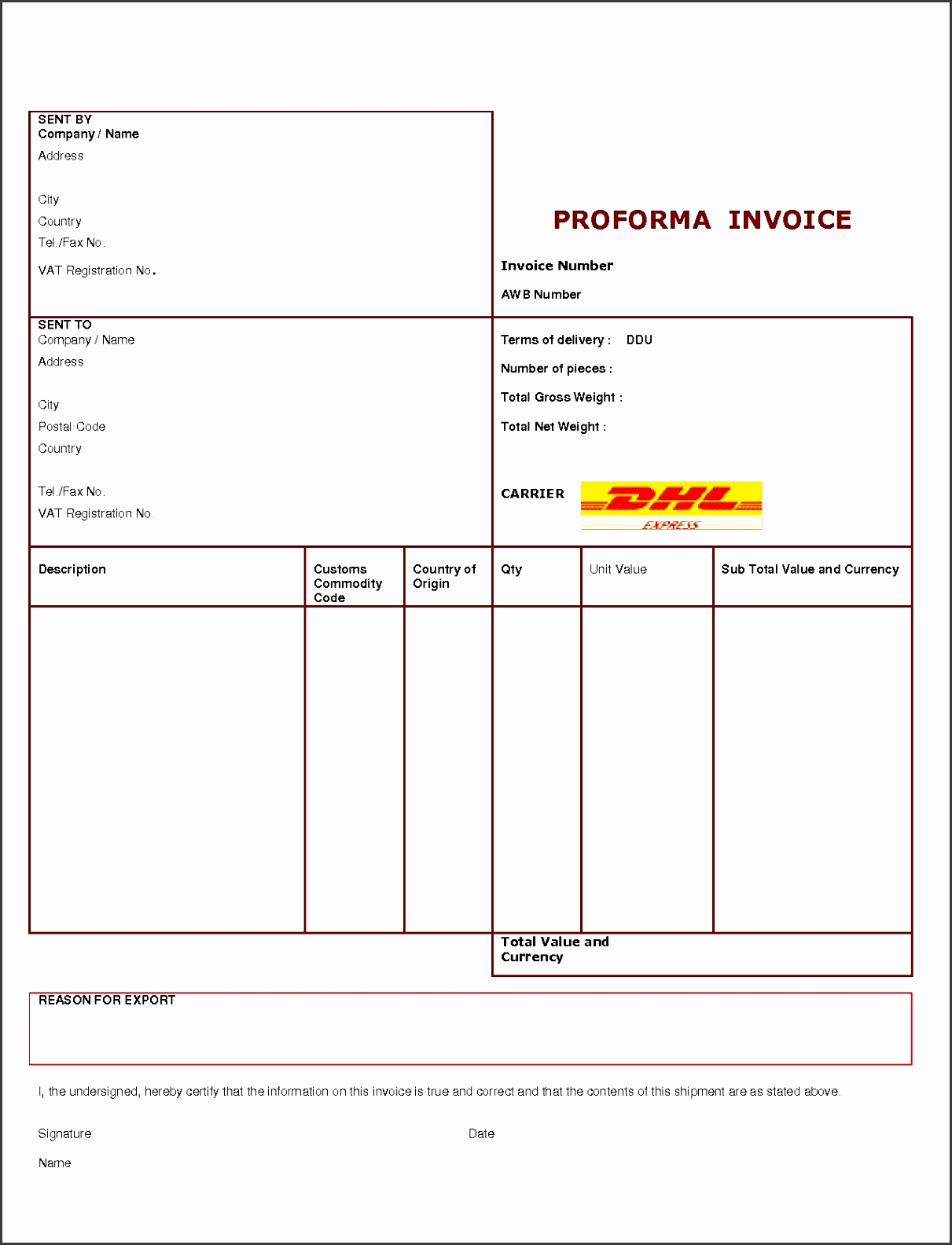 proforma invoice