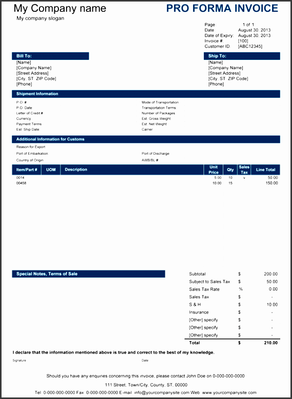 pro forma invoice