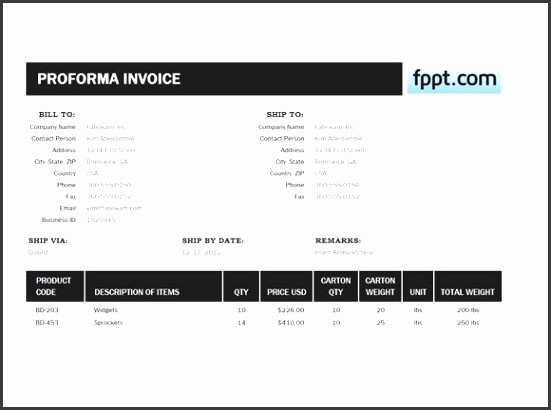 proforma invoice template in excel 2013