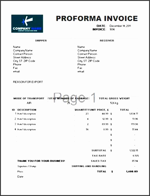 proforma invoice template by proformainvoice