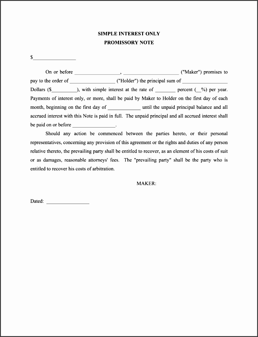 simple promissory note template