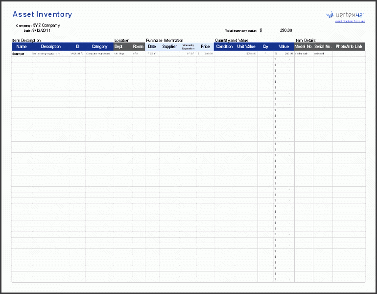 asset tracking template