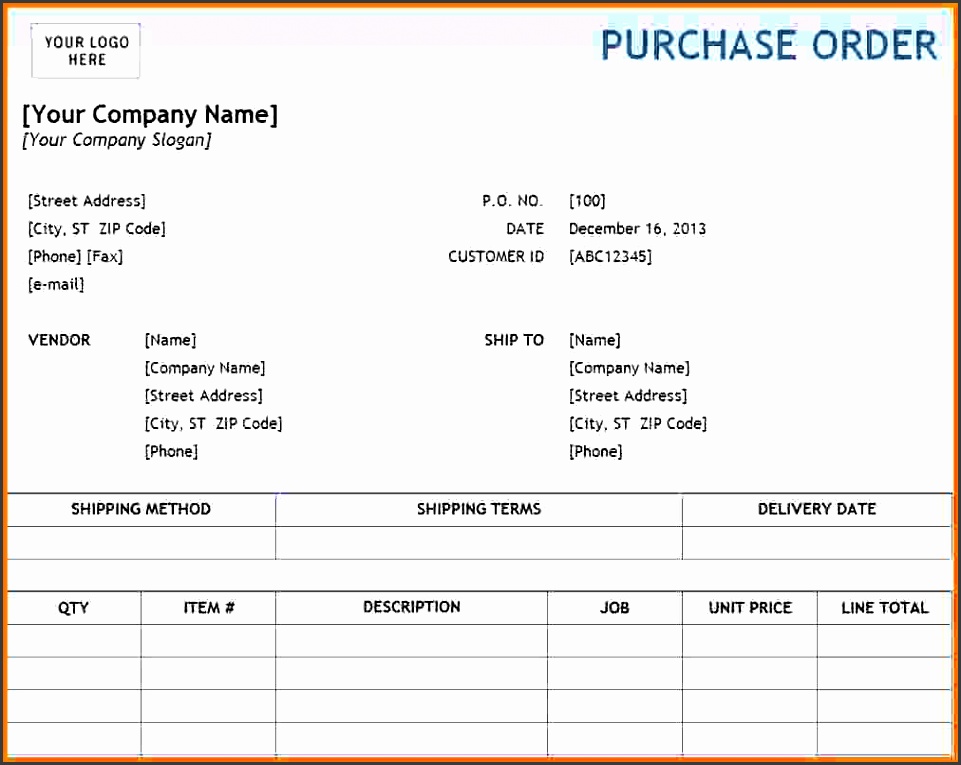 free purchase order template excel