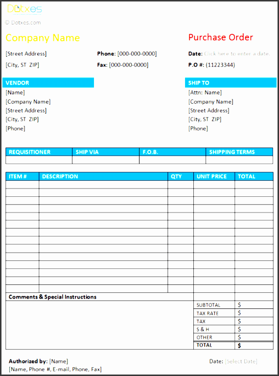 purchase order format licensed by Â dotxes