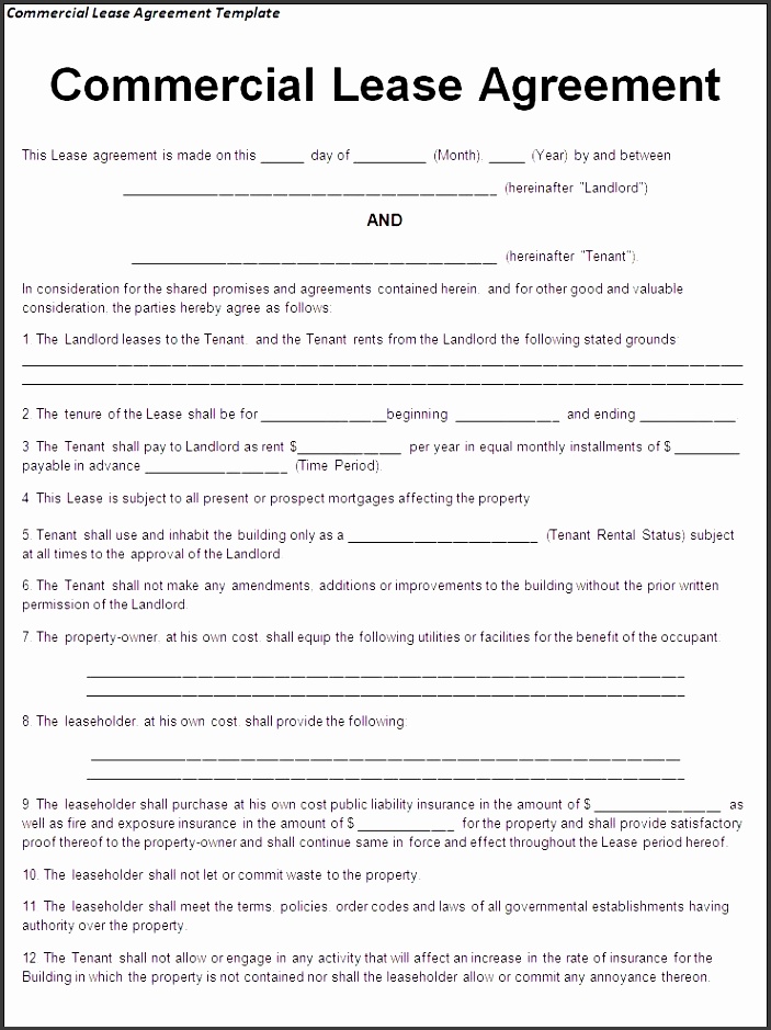 mercial lease agreement template