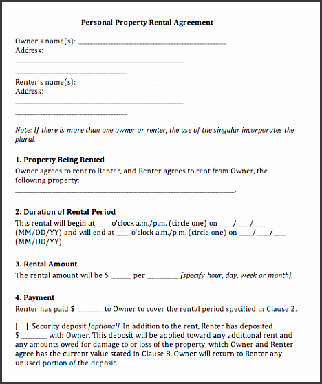 property rent agreement template in word