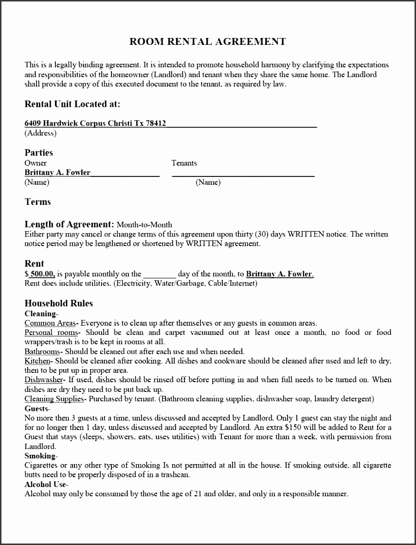 room rental agreement templates