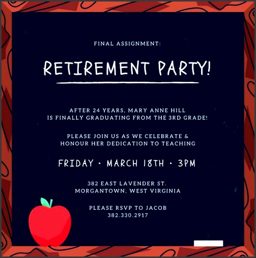 blackboard retirement party invitation