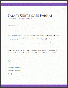 sample salary certificate format template