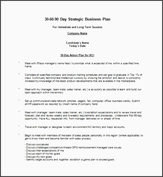 20 30 60 90 day action plan template free sample example pertaining to