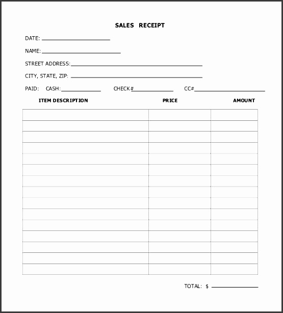 sample sales receipt form