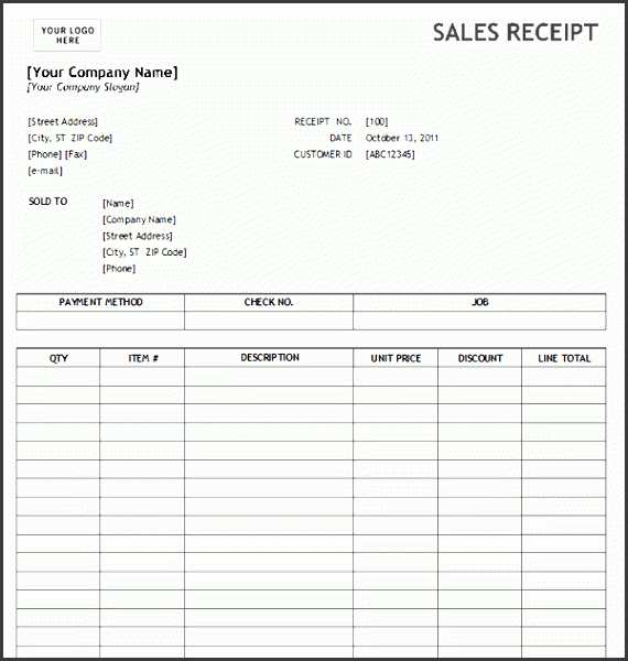 sales receipt template 5