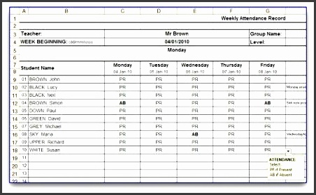 weekly attendance sheet template in ms excel format