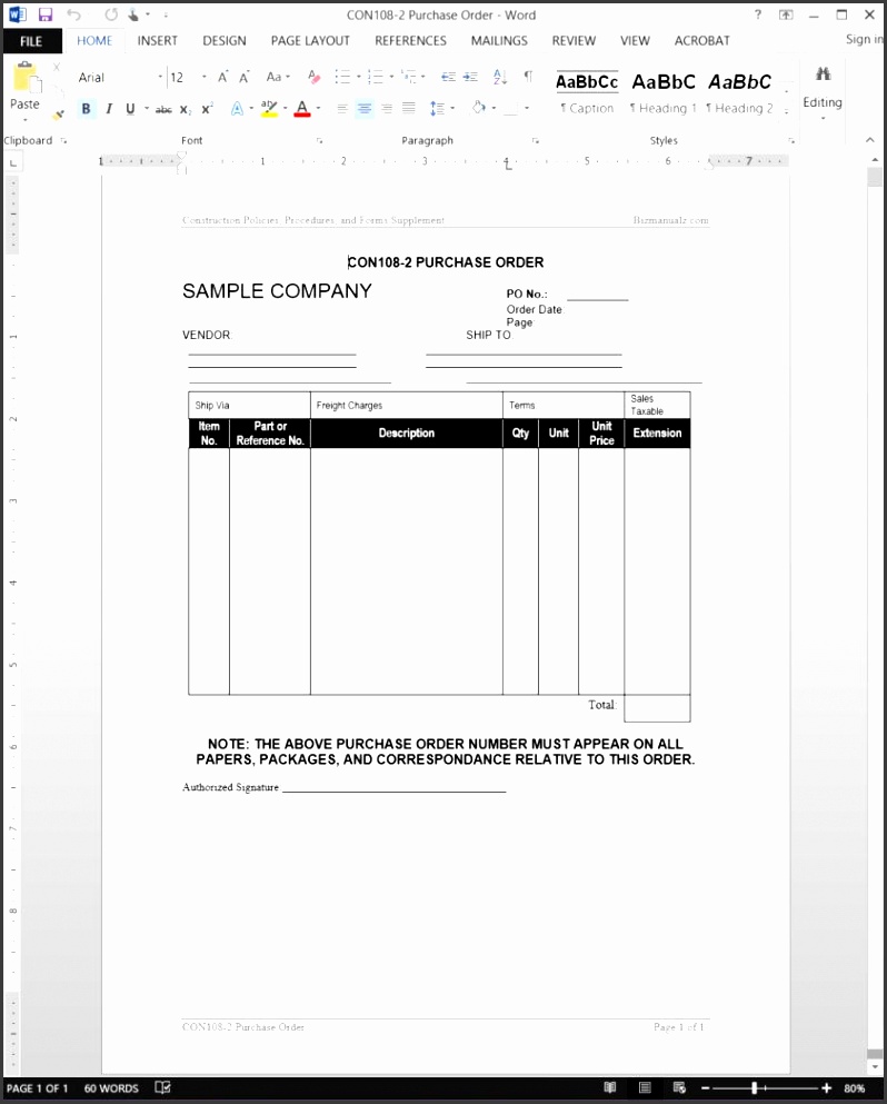 project purchase order template form sample con