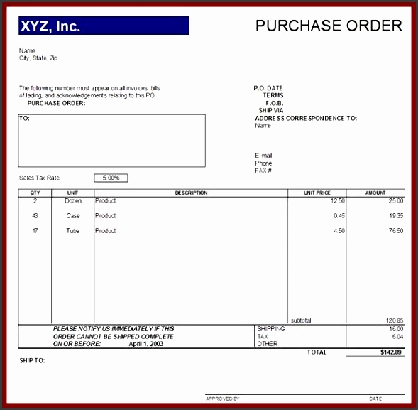 local purchase order form sample